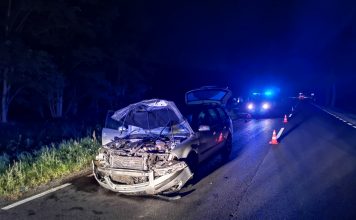 Samochód kompletnie rozbity. Tak wygląda po zderzeniu z krową