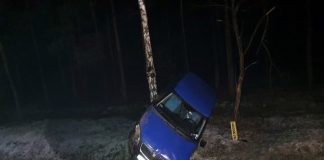 Skoda uderzyła w drzewo pod Nowogrodem Bobrzańskim. W aucie nie ma nikogo (ZDJĘCIE CZYTELNIKA)