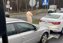 Delikatna stłuczka na Trasie Północnej w Zielonej Górze. Utrudnienia w ruchu (ZDJĘCIA CZYTELNIKA)