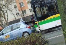 Zderzenie autobusu MZK i nauki jazdy w Zielonej Górze (ZDJĘCIA CZYTELNIKÓW)