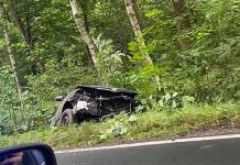 Wypadek pod Zieloną Górą. Samochód uderzył w drzewo (ZDJĘCIA CZYTELNIKÓW)