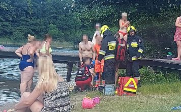 Wypadek nad wodą. Mężczyzna śmigłowcem trafił do szpitala w Zielonej Górze (ZDJĘCIA CZYTELNIKÓW)
