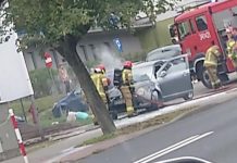Pożar samochodu w Zielonej Górze (ZDJĘCIA CZYTELNIKÓW)