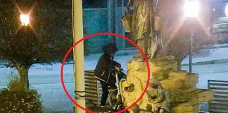 Pijany wszedł na fontannę z… hulajnogą elektryczną (FILM Z MONITORINGU)