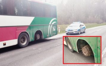 Ukrainiec jechał autokarem… bez jednego koła. Świadomie