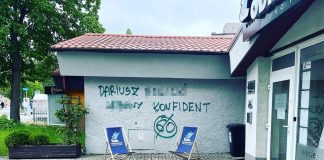 Brak słów, zniszczyli ścianę firmy w Zielonej Górze. Lepiej to naprawcie, wszystko się nagrało