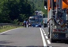 Wypadek w Zielonej Górze. Droga zablokowana (ZDJĘCIE CZYTELNIKA)