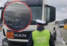 Bez prawa jazdy wiózł 24 tony wodorotlenku sodu. Ciężarówka miała uszkodzoną oponę