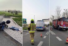 Wypadek przy moście w Cigacicach. Motocyklista zderzył się z osobówką