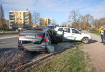 Zielona Góra. Kierująca audi kosiła wszystko na drodze. Stanie za to przed sądem, pobrano jej krew do badań (ZDJĘCIA)