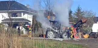 Pożar koparki w Zielonej Górze (ZDJĘCIE CZYTELNIKA)