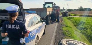Koło oderwało się od jadącego traktora. Kierujący kompletnie pijany (FILM, ZDJĘCIA)