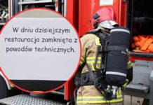 Ewakuacja galerii w Zielonej Górze. Ogień w restauracji