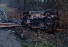 Dachowanie mercedesa w Zielonej Górze. Kierowca stanie przed sądem (ZDJĘCIA)