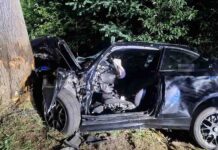 Zielona Góra. Pijana, młoda kobieta bmw uderzyła w drzewo. Połamana leży w szpitalu