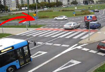 Jechała pod prąd prosto na policjanta (FILM)