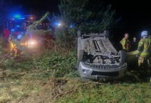 Wypadek. Dachował nissan, kobieta trafiła do szpitala (ZDJĘCIA)