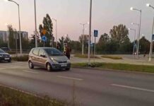 Wypadek w Zielonej Górze. Potrącenie rowerzysty (ZDJĘCIE CZYTELNIKA)