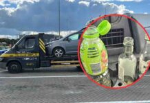 Prowadził lawetę i pił wódkę. Jechał zygzakiem