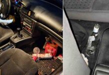 Kierowca miał dwa promile. W samochodzie butelka po wódce