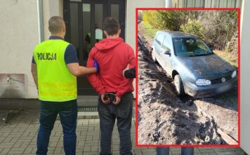 Koło. Nastolatkowie ukradli samochód sąsiada i po chwili wjechali do rowu