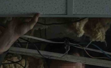 Sklepowy złodziej przed policjantami schował się w podwieszanym suficie