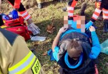 Glebogryzarka wciągnęła nogi mężczyzny