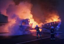 Ciężarówka na DK24 płonęła jak pochodnia. Spłonęła doszczętnie (ZDJĘCIA)