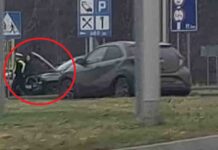 Zielona Góra. Ciężarówką uderzył w osobówkę i uciekł (ZDJĘCIE CZYTELNIKA)