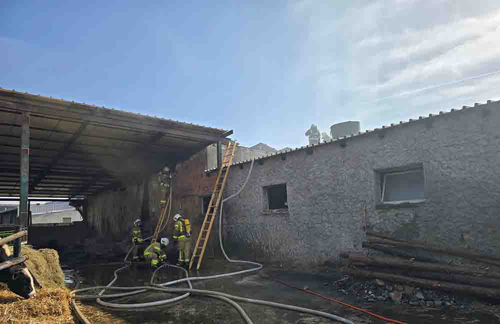 Pożar budynku gospodarczego. Poparzony mężczyzna, który gasił płomienie