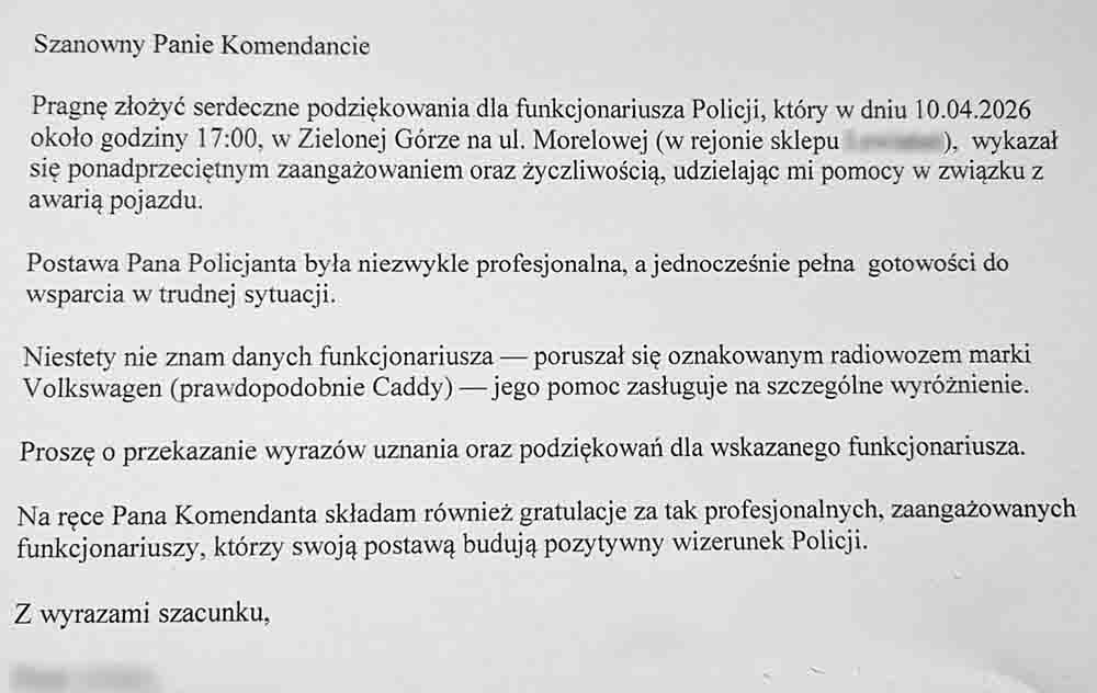 Zielona Góra. To mały gest, ale bardzo cieszy