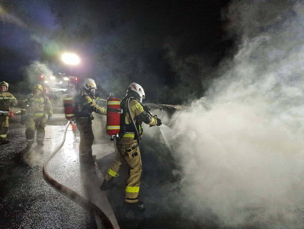 Skwierzyna. Pożar Audi na trasie S3. Z hybrydy nic nie zostało (ZDJĘCIA)