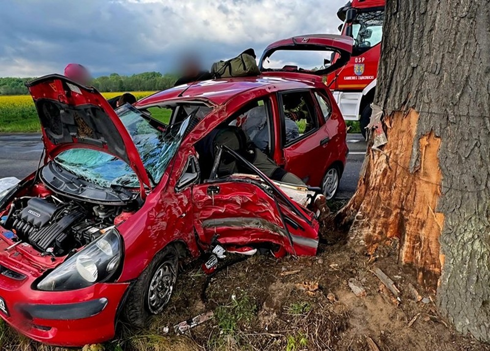 10 minut po mandacie rozbił auto na drzewie. 30-latek stracił panowanie nad Hondą
