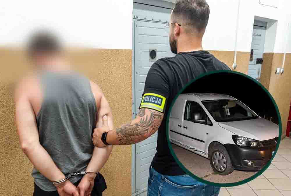 Wschowa. Ukradł samochód, mając zakaz pojechał. Przed policjantami ukrył się w krzakach